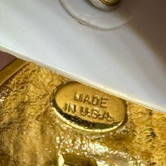 Vintage Lilly’s Blue Green & Gold Enamel Geometric Post Earrings - Picture 5 of 5